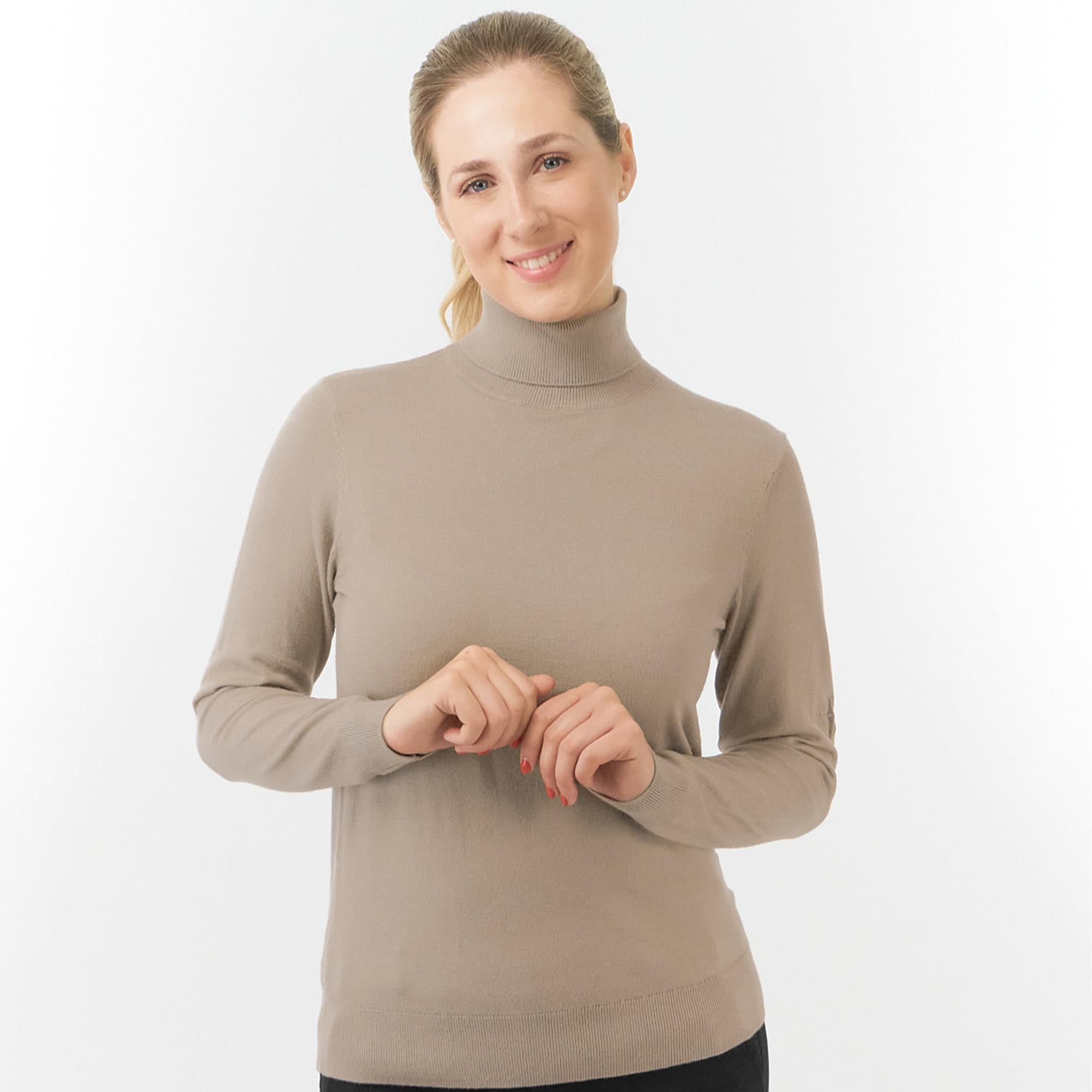 Pure Golf Simone Ladies Golf Roll Neck Cappuccino